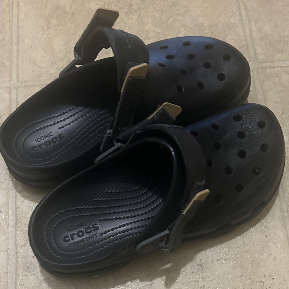 CROCS all black with adjustable velcro strap